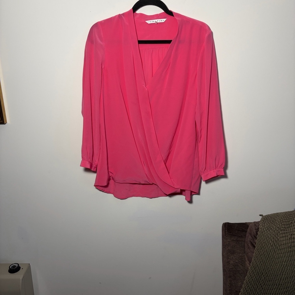 Trina Turk 100% Silk Surplice Blouse - Sz L